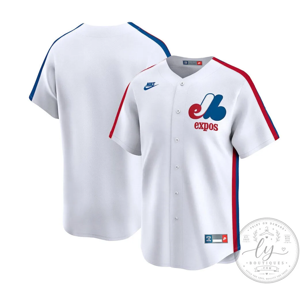 Montreal Expos MLB Baseball Team White Custom Vintage Premium Baseball Jersey