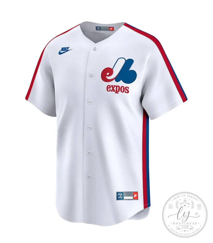 Montreal Expos MLB Baseball Team White Custom Vintage Premium Baseball Jersey 8 Montreal Expos MLB Baseball Team White Custom Vintage Premium Baseball Jersey