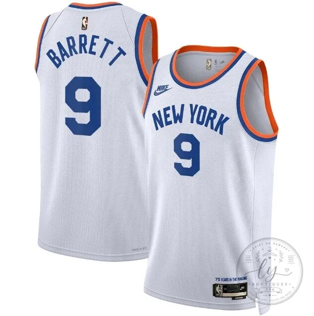 New York Knicks RJ Barrett Number 9 White Classic Edition Basketball Jersey