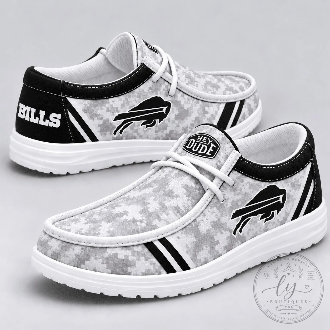 Buffalo Bills NFL Team Logo Digital Camouflage Loafer Shoes