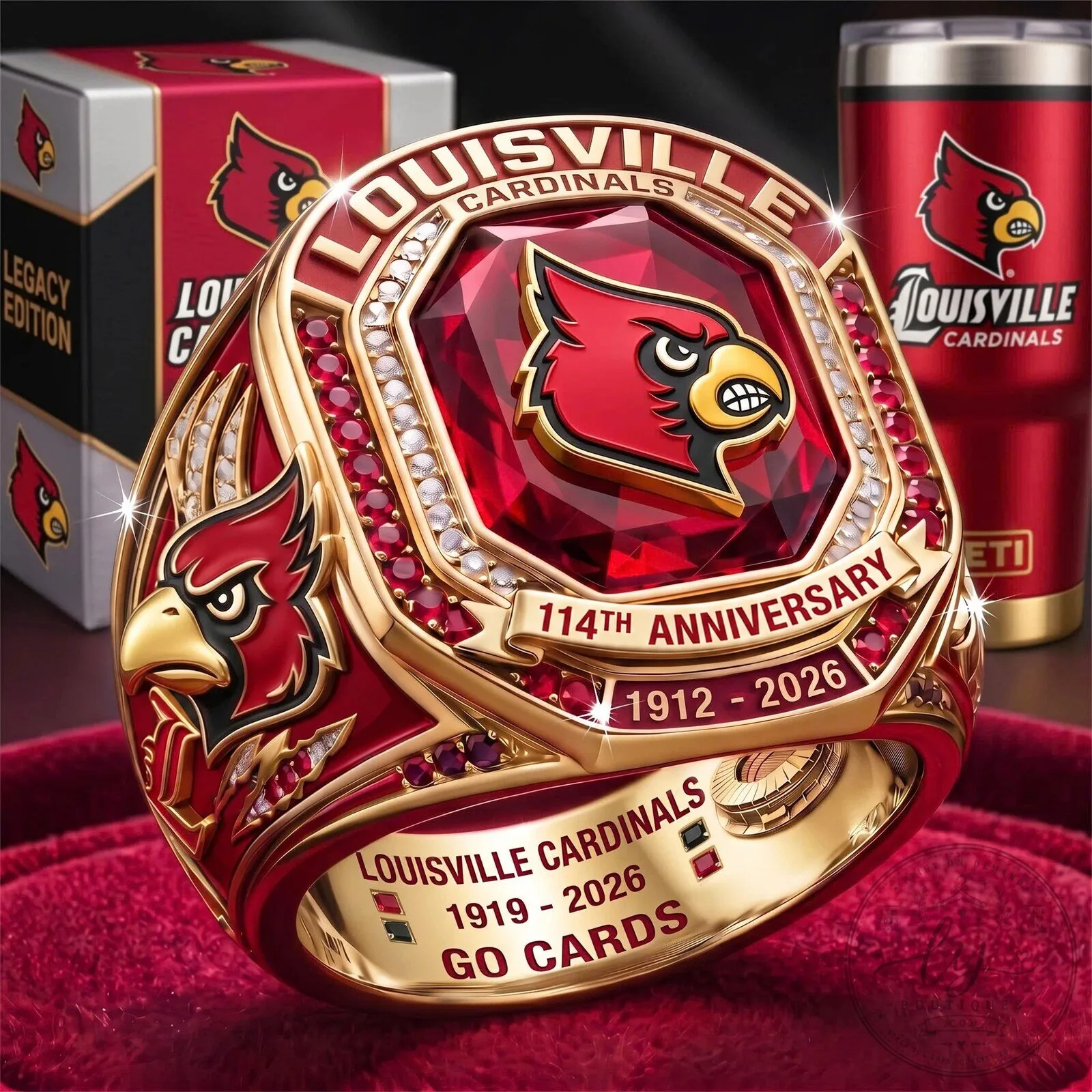 Louisville Cardinals 114th Anniversary Championship Fan Ring