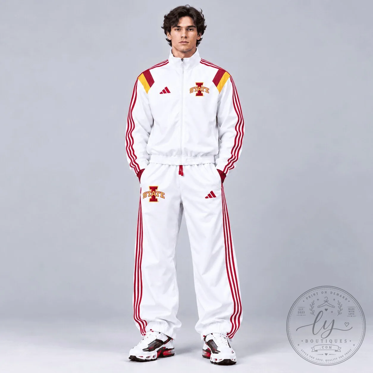 Iowa State Cyclones White Tracksuit Jacket and Joggers Set