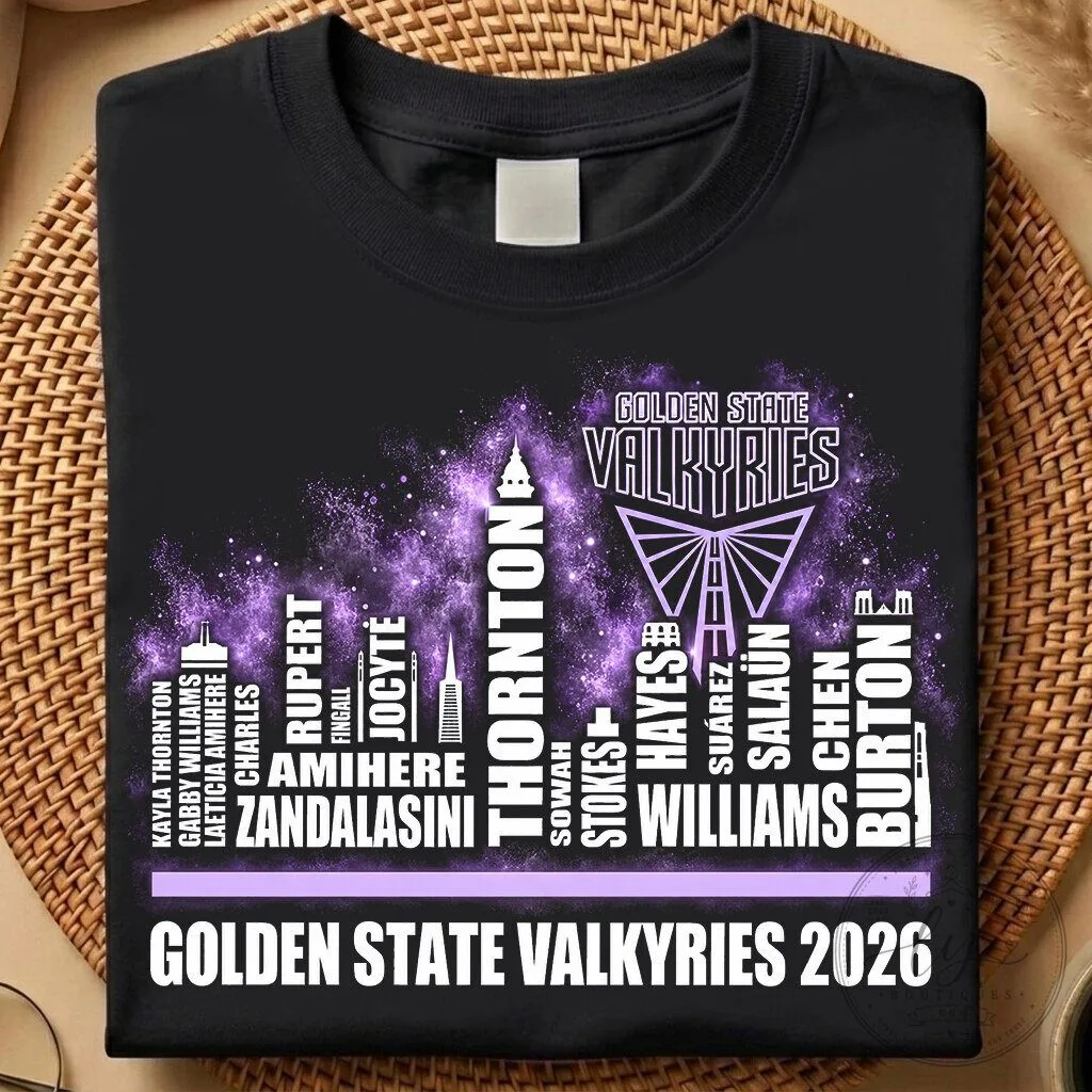Golden State Valkyries 2026 WNBA Basketball Team Roster Black T-Shirt