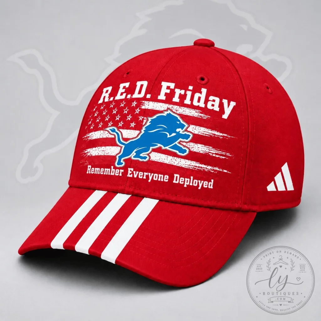 Detroit Lions R.E.D. Friday Remember Everyone Deployed Patriotic American Flag Baseball Cap Detroit Lions R.E.D. Friday Remember Everyone Deployed Patriotic American Flag Baseball Cap