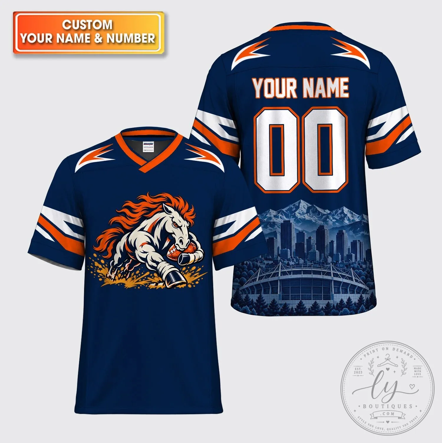 Denver Broncos Custom Name And Number American Football Jersey