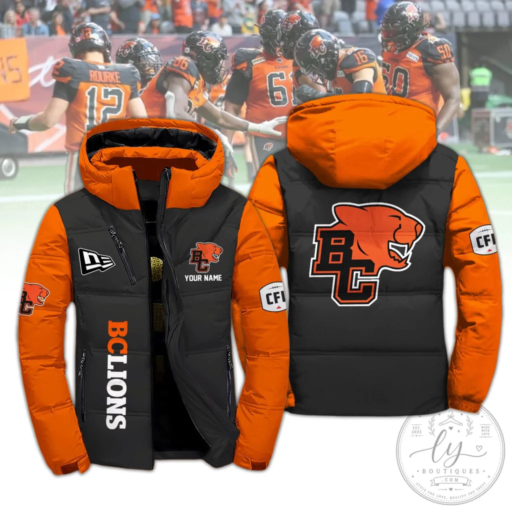 British Columbia Lions Personalized Football Team Winter Puffer Jacket British Columbia Lions Personalized Football Team Winter Puffer Jacket