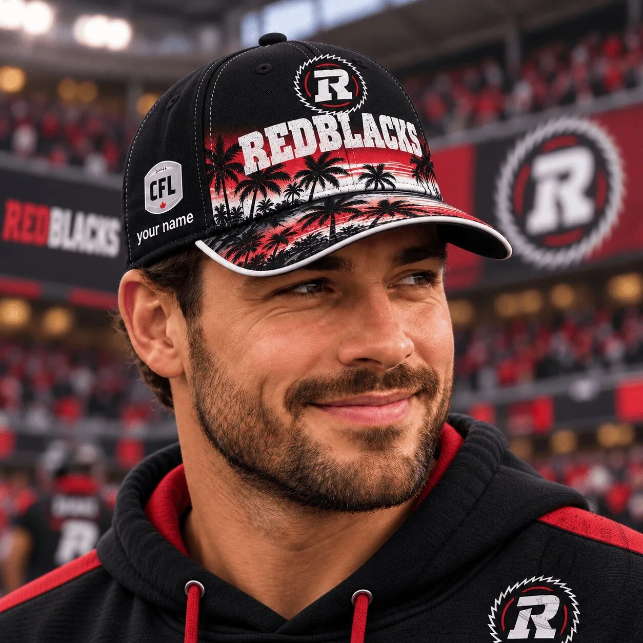 Ottawa Redblacks CFL Football Team Hawaiian Style Cap Hat