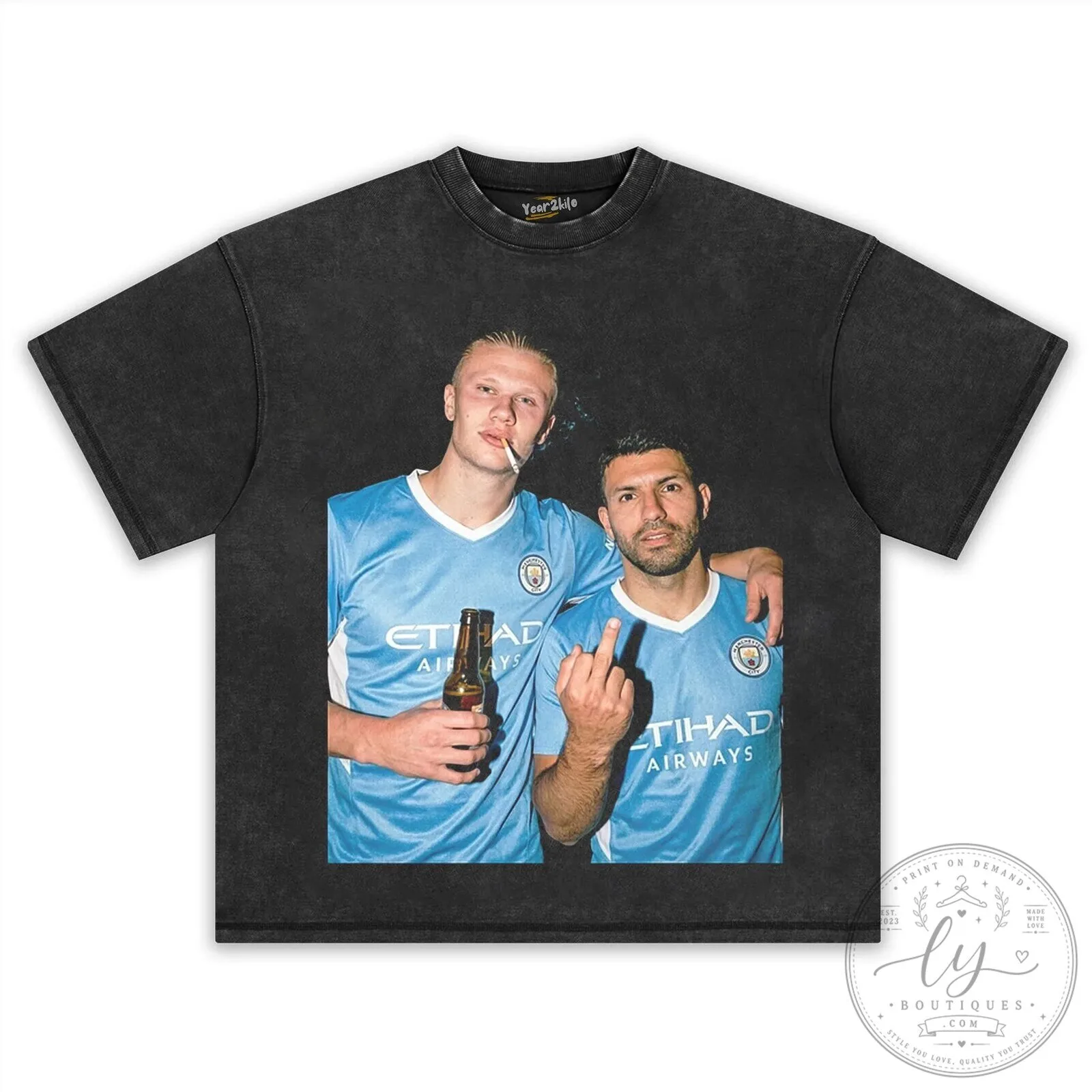 Erling Haaland and Sergio Aguero Manchester City Football Club T-Shirt 12 Erling Haaland and Sergio Aguero Manchester City Football Club T-Shirt