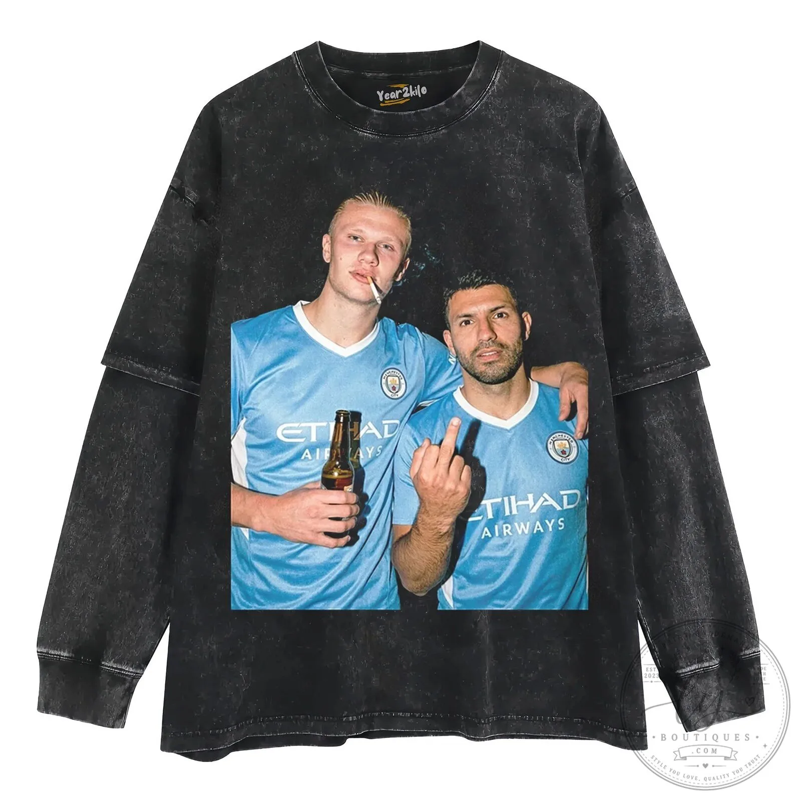 Erling Haaland and Sergio Aguero Manchester City Football Club T-Shirt 14 Erling Haaland and Sergio Aguero Manchester City Football Club T-Shirt