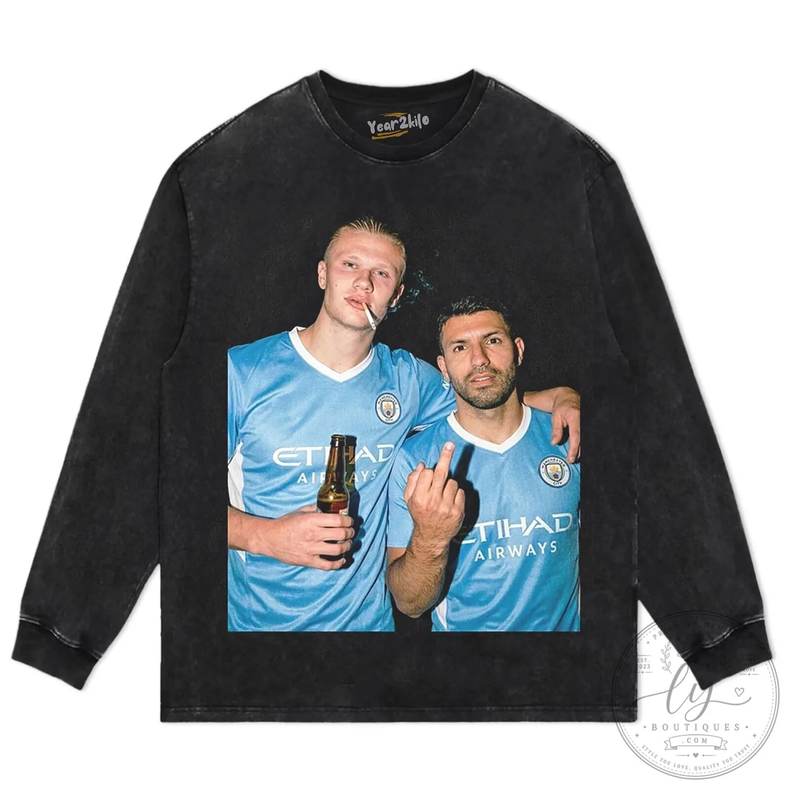 Erling Haaland and Sergio Aguero Manchester City Football Club T-Shirt 16 Erling Haaland and Sergio Aguero Manchester City Football Club T-Shirt