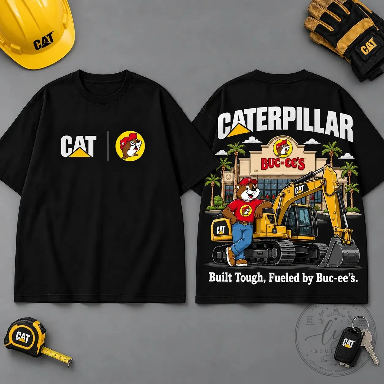 Buc-ee's Caterpillar Built Tough Excavator Graphic T-Shirt