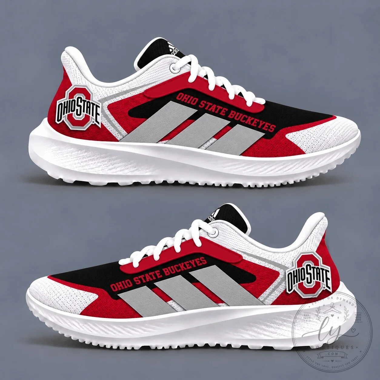 Ohio State Buckeyes Team Logo Red Black White Athletic Running Shoes
