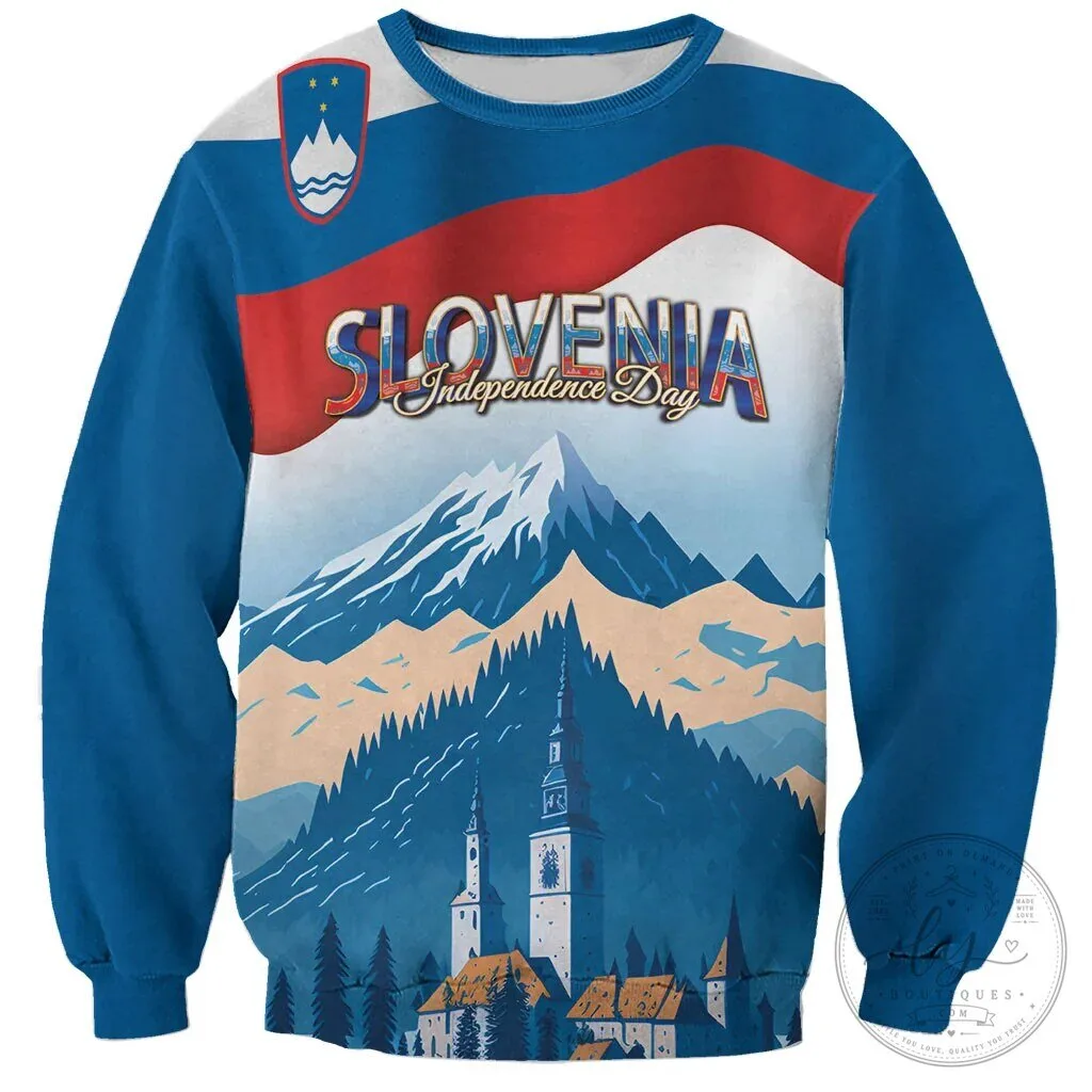 Slovenia Independence Day Lake Bled Julian Alps Landscape Sweatshirt