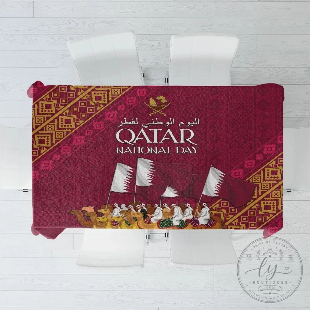 Qatar National Day Celebration Tablecloth Arabian Peninsula Camel Parade Decor