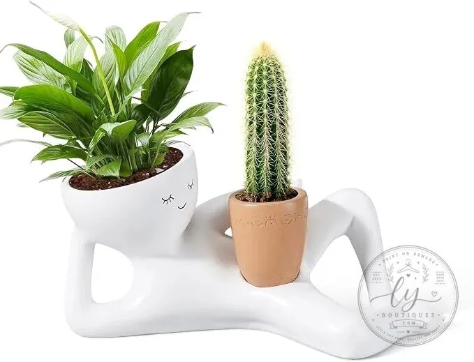 Relaxing Humanoid Planter Pot with Face Design for Indoor Outdoor Plants