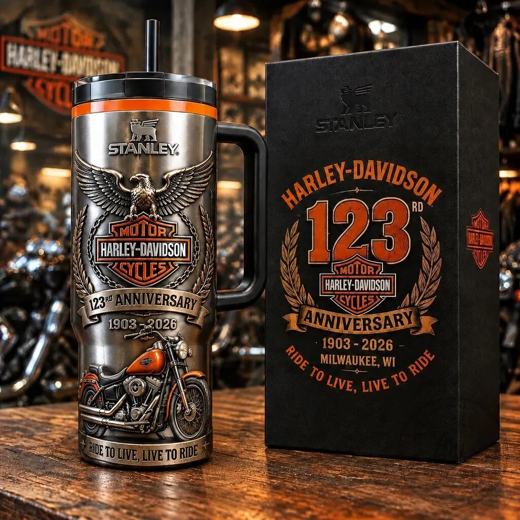 Harley-Davidson 123rd Anniversary Motorcycle Stanley Tumbler with Handle