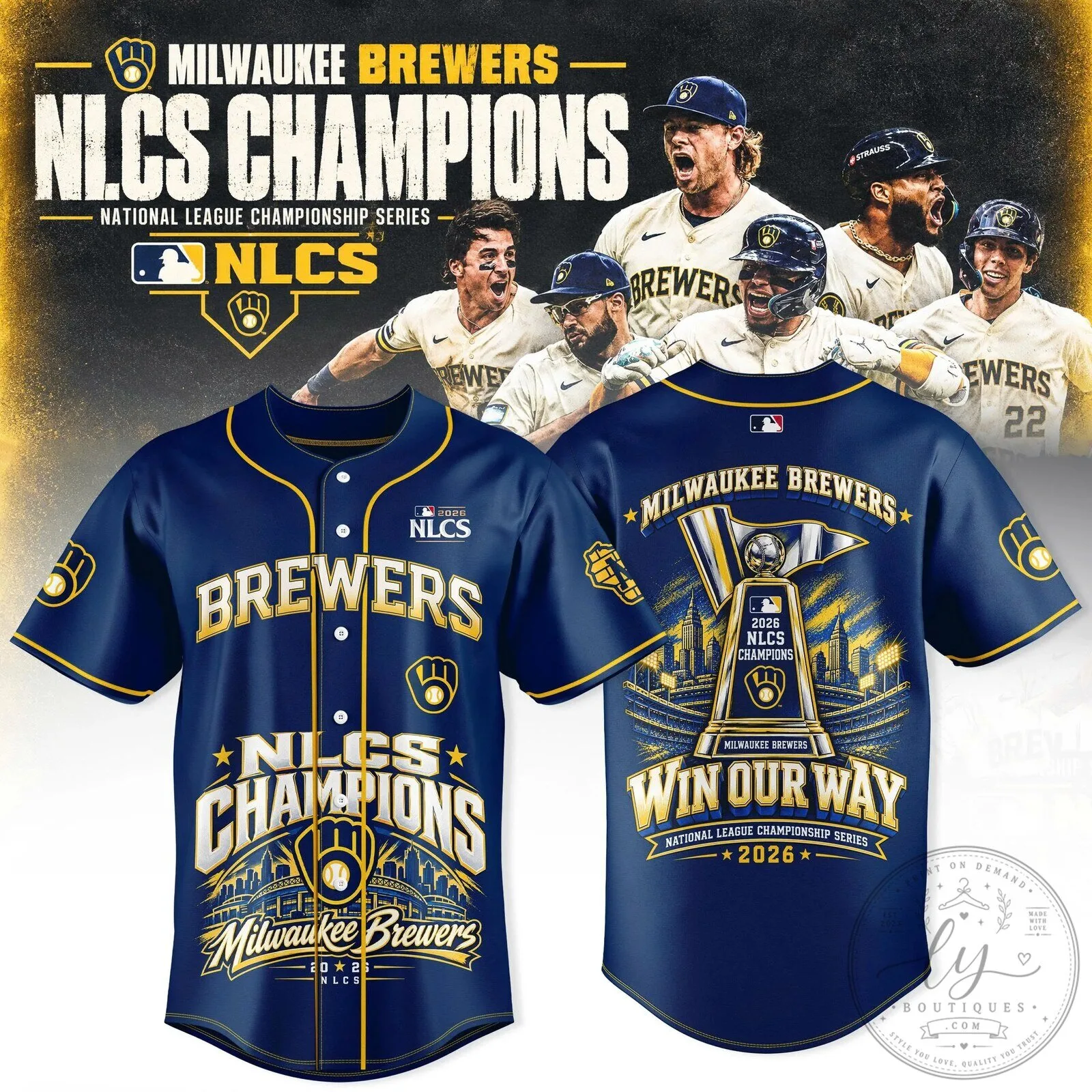 Milwaukee Brewers Baseball NLCS Champions 2026 Jersey 1 Milwaukee Brewers Baseball NLCS Champions 2026 Jersey