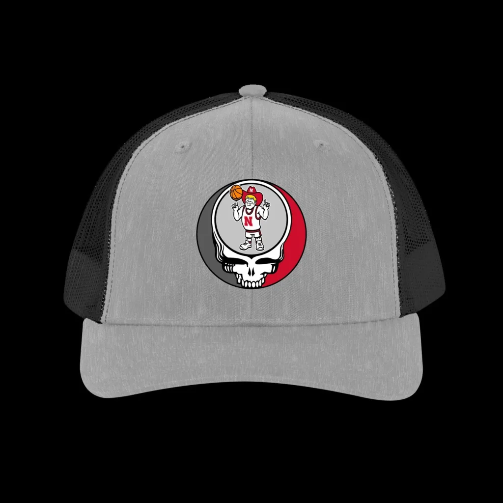 Nebraska Cornhuskers Basketball Steal Your Face Grateful Dead Trucker Hat Nebraska Cornhuskers Basketball Steal Your Face Grateful Dead Trucker Hat