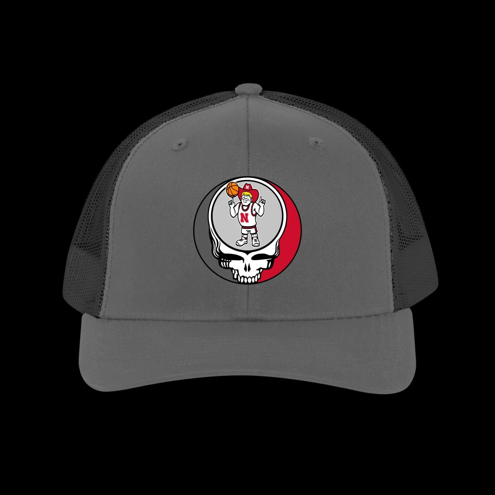 Nebraska Cornhuskers Basketball Steal Your Face Grateful Dead Trucker Hat 7 Nebraska Cornhuskers Basketball Steal Your Face Grateful Dead Trucker Hat