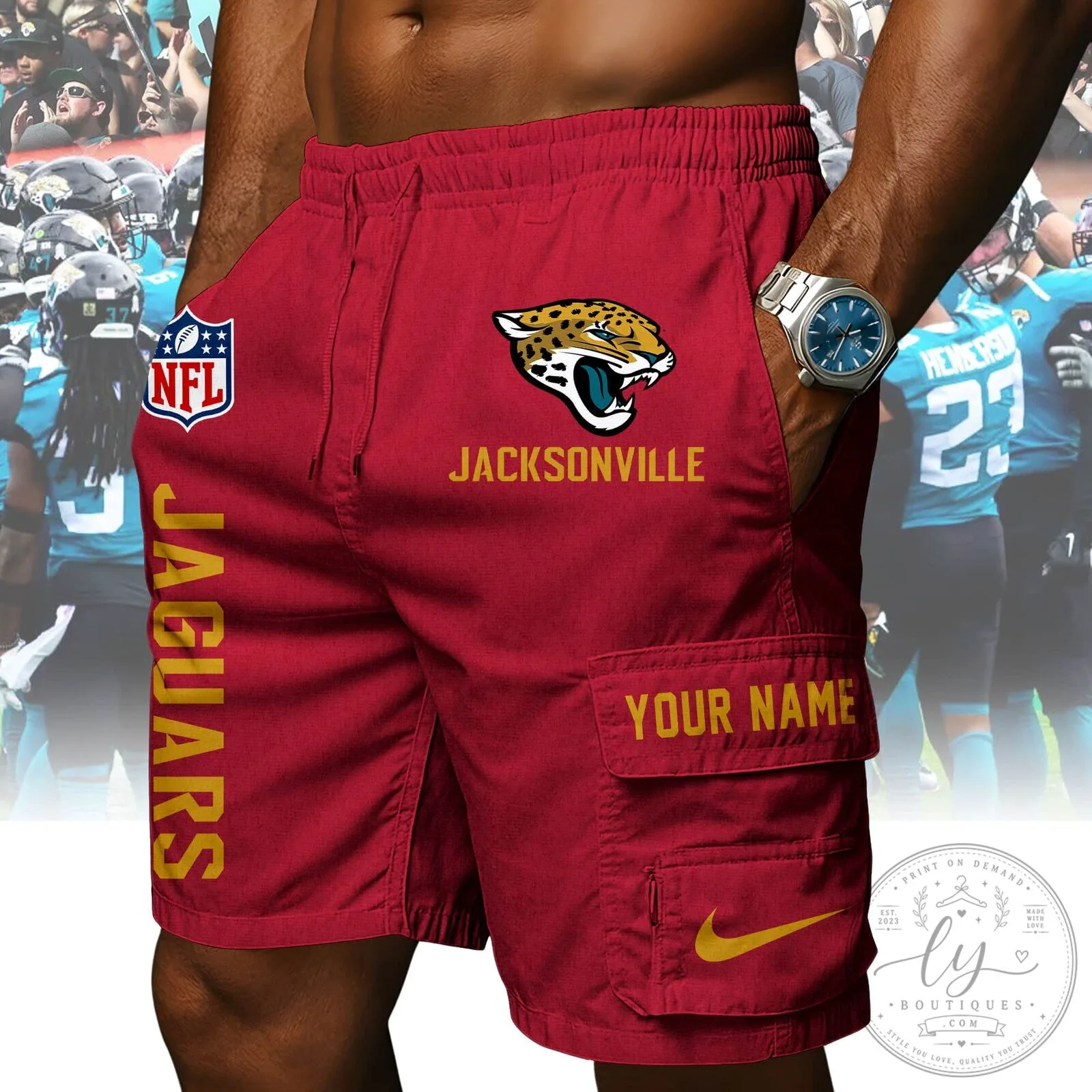 Jacksonville Jaguars Football Team Athletic Shorts 11 Jacksonville Jaguars Football Team Athletic Shorts