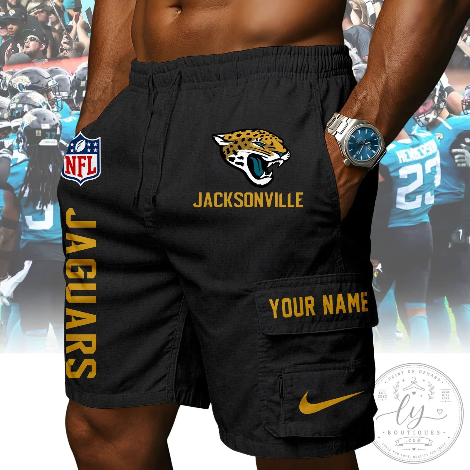 Jacksonville Jaguars Football Team Athletic Shorts 12 Jacksonville Jaguars Football Team Athletic Shorts