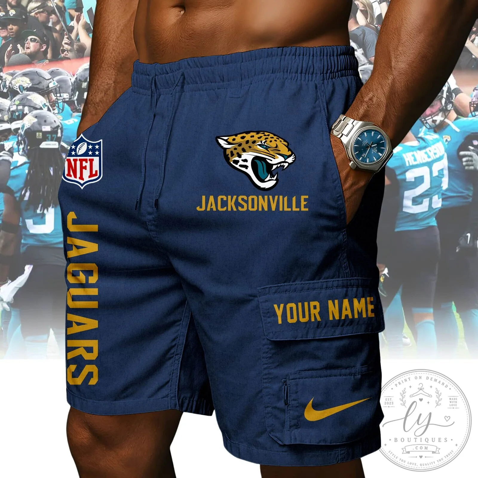 Jacksonville Jaguars Football Team Athletic Shorts 13 Jacksonville Jaguars Football Team Athletic Shorts