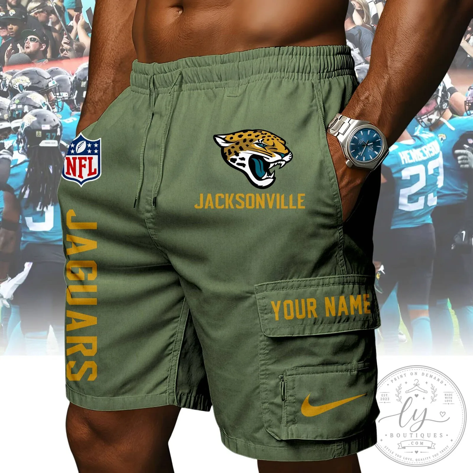 Jacksonville Jaguars Football Team Athletic Shorts 14 Jacksonville Jaguars Football Team Athletic Shorts
