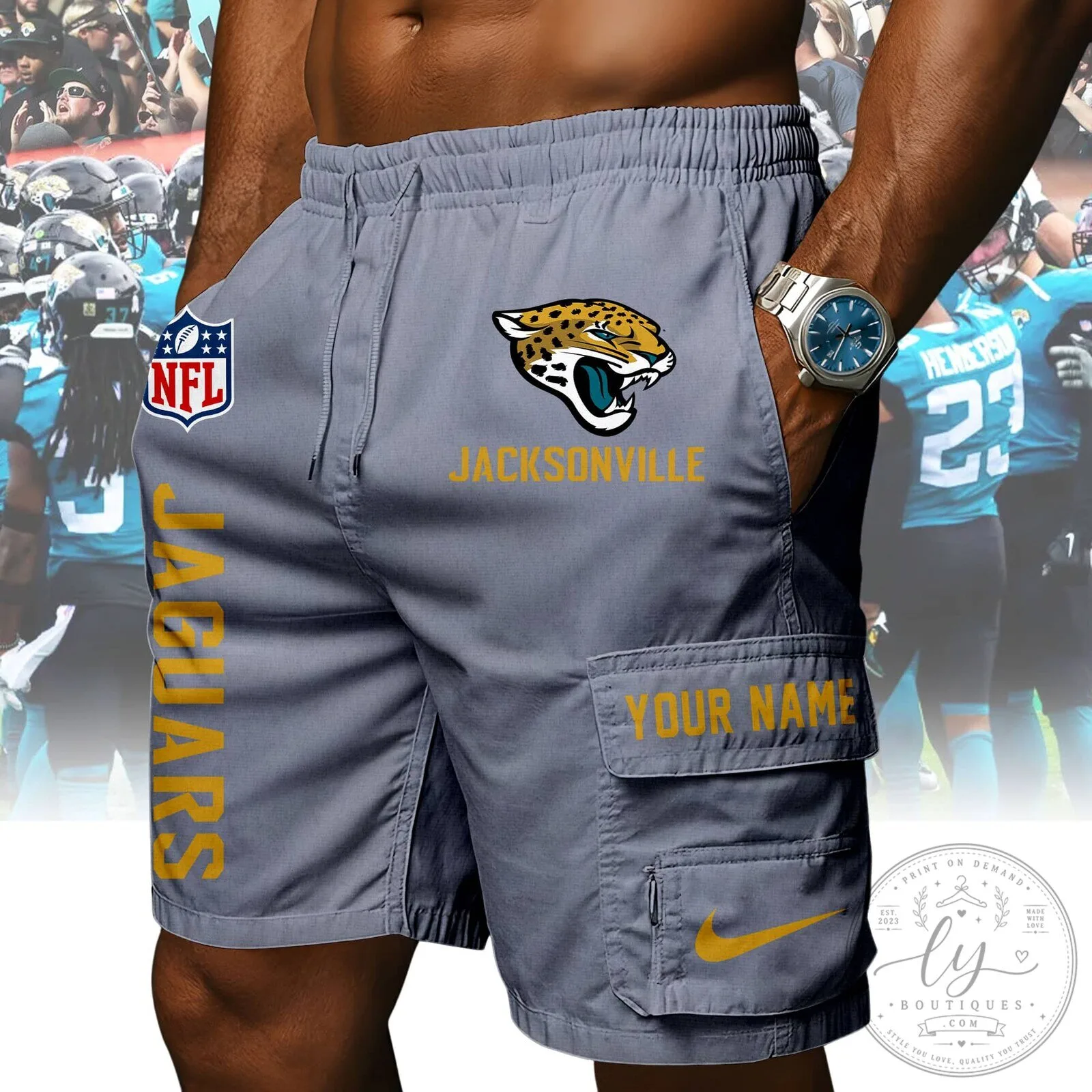 Jacksonville Jaguars Football Team Athletic Shorts 15 Jacksonville Jaguars Football Team Athletic Shorts