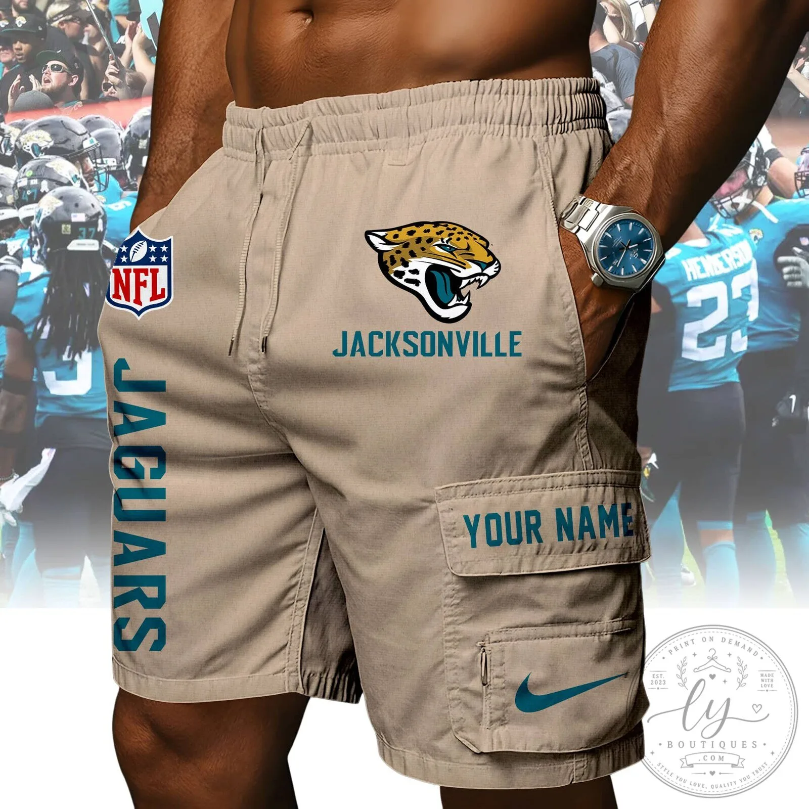 Jacksonville Jaguars Football Team Athletic Shorts 16 Jacksonville Jaguars Football Team Athletic Shorts