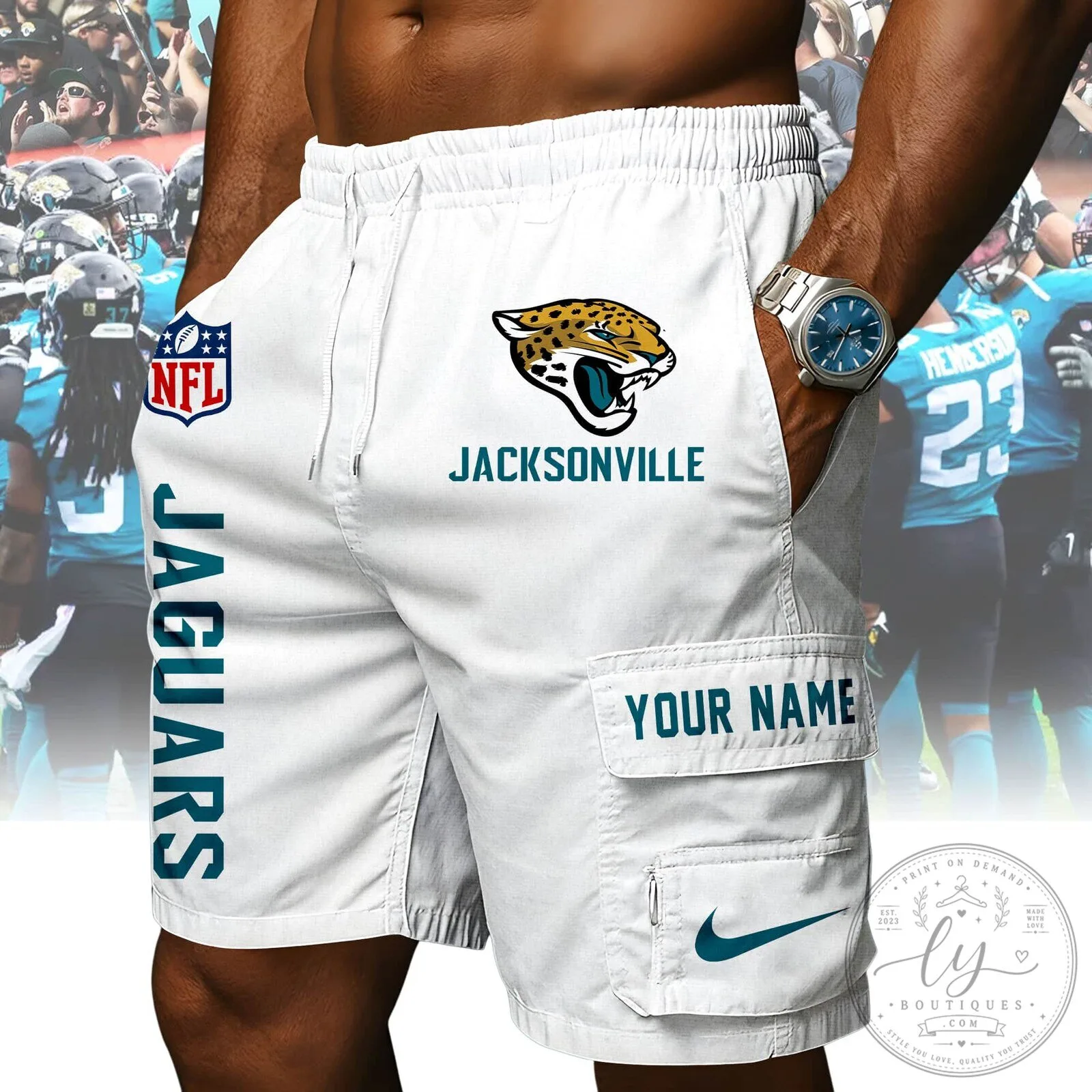 Jacksonville Jaguars Football Team Athletic Shorts 17 Jacksonville Jaguars Football Team Athletic Shorts
