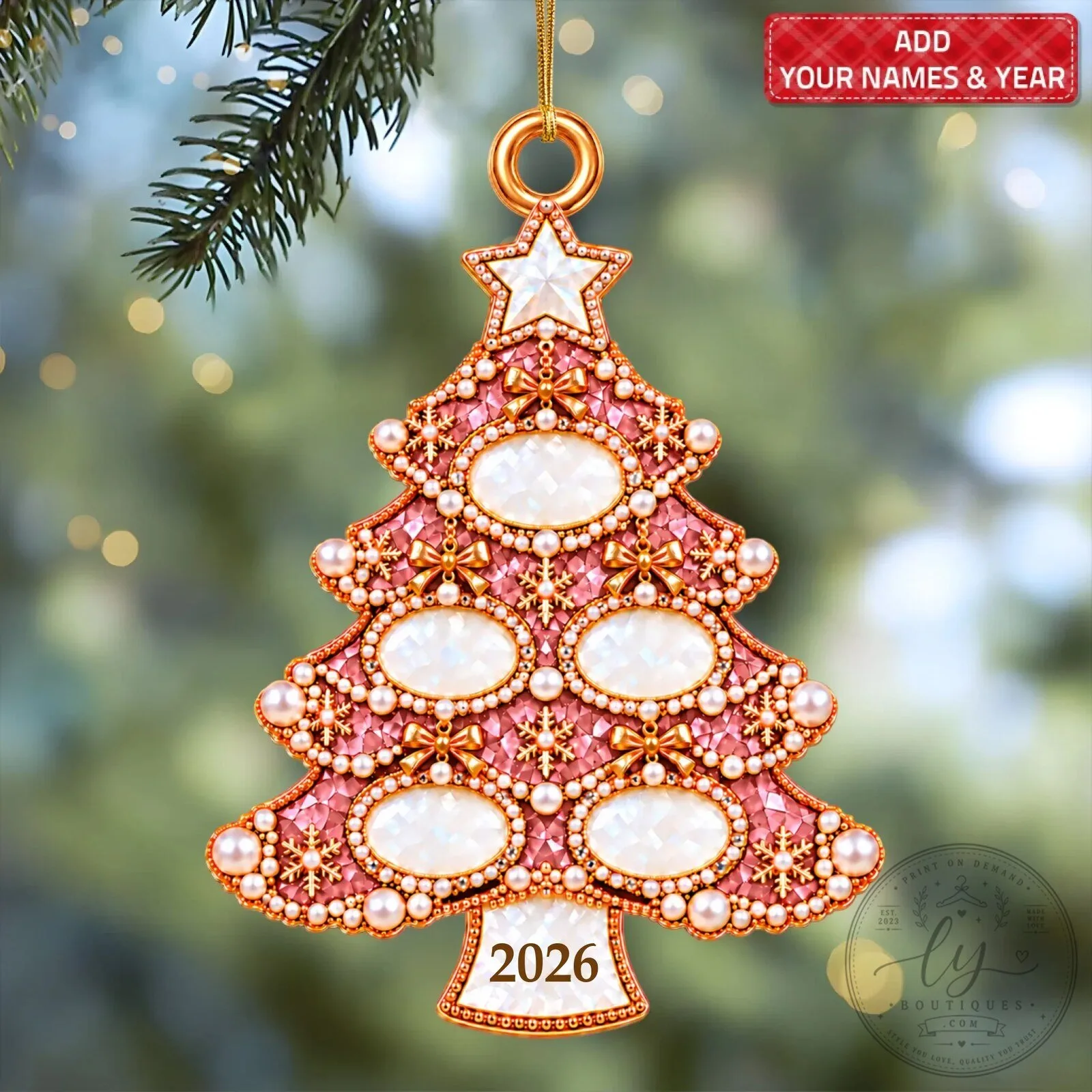 Custom Year and Names Christmas Tree Ornament for Family Celebration 7 Custom Year and Names Christmas Tree Ornament for Family Celebration