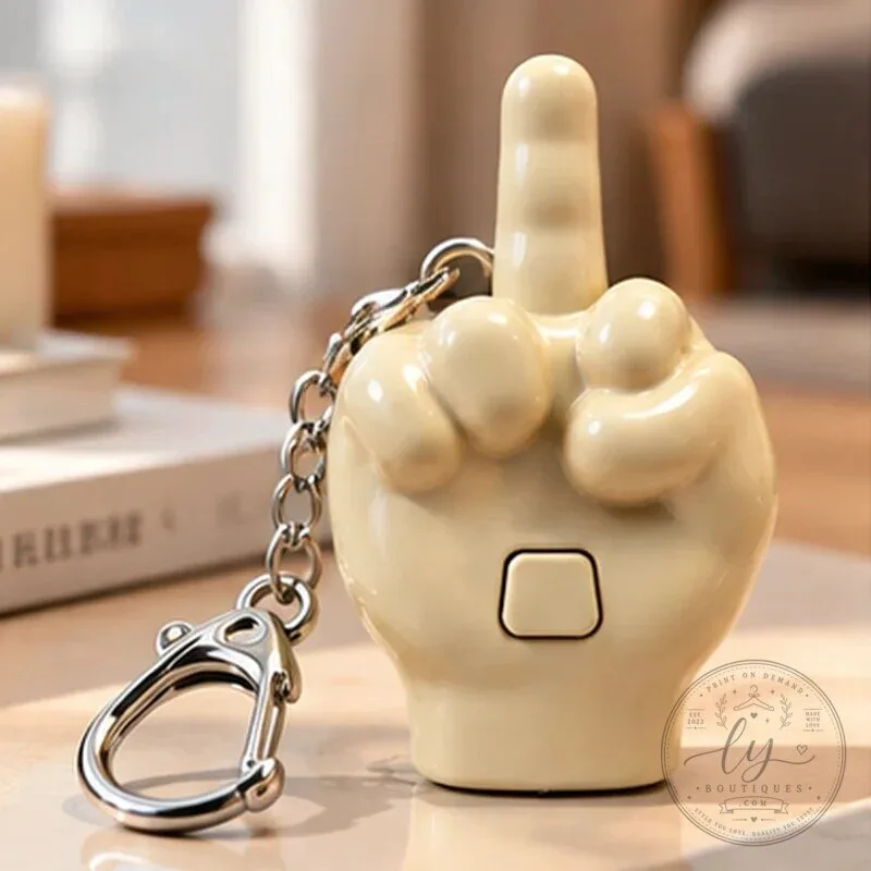 Funny Middle Finger Gesture Keychain with Phone Stand and LED Light