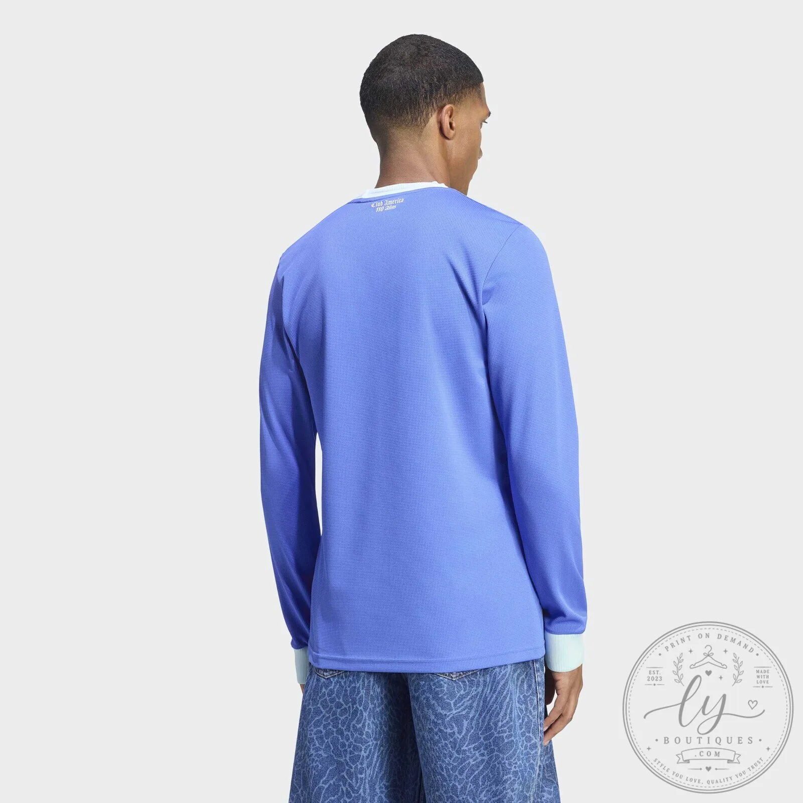 Club America 27th Anniversary Men's Blue Long Sleeve Jersey 11 Club America 27th Anniversary Men