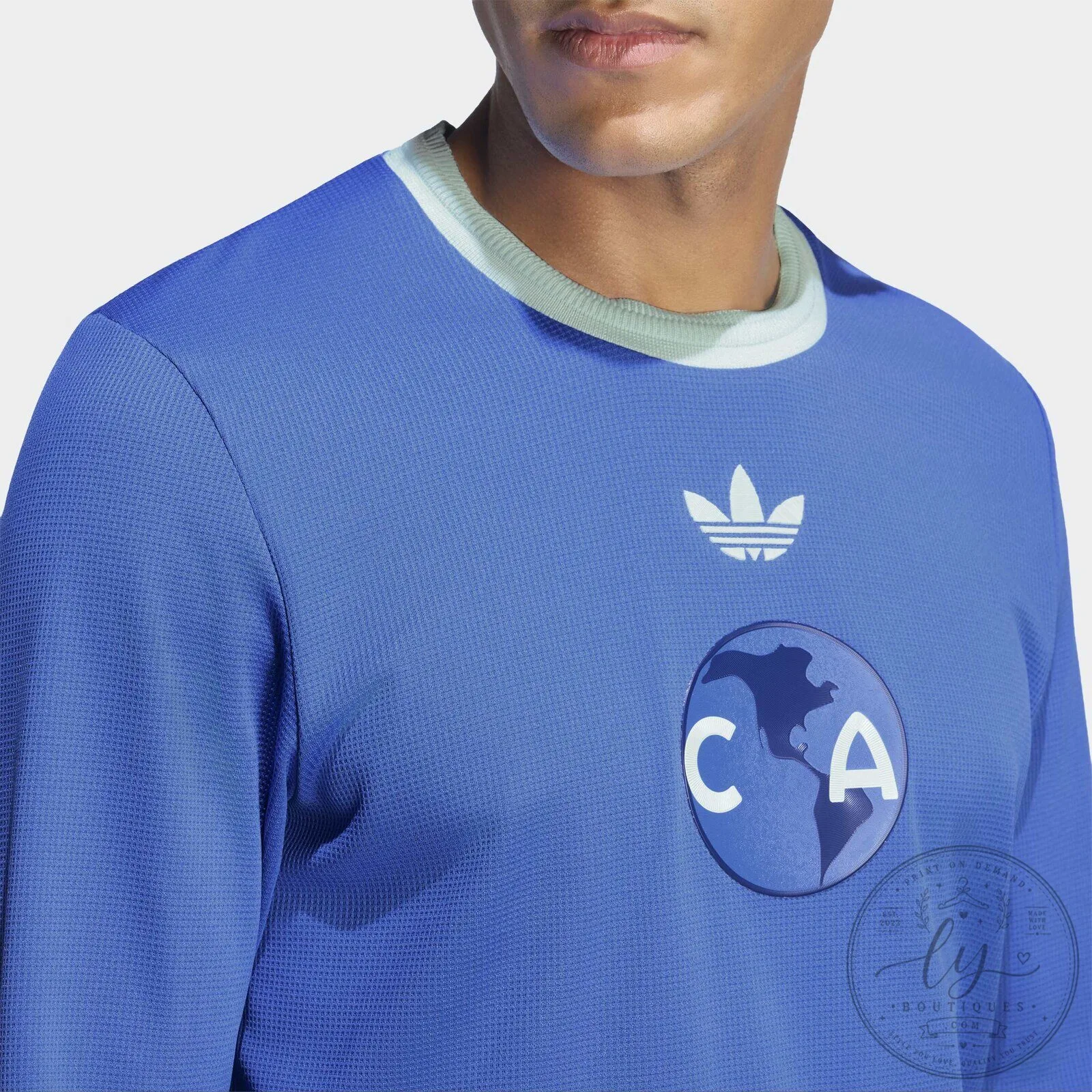 Club America 27th Anniversary Men's Blue Long Sleeve Jersey 13 Club America 27th Anniversary Men