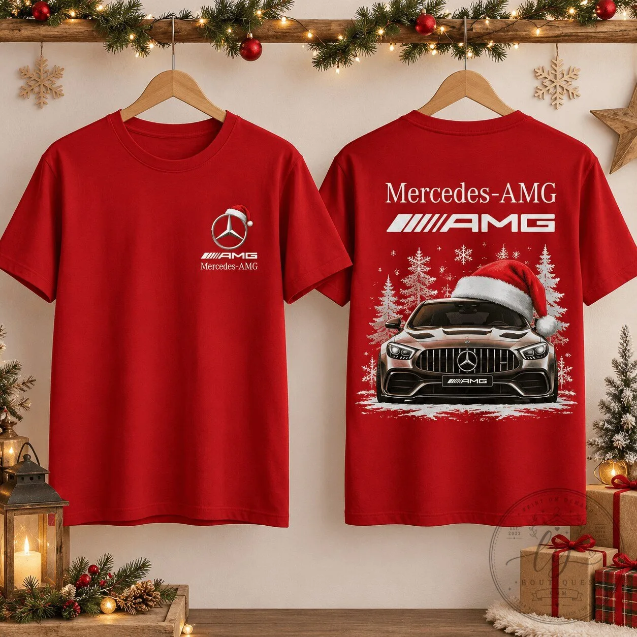Mercedes-AMG Christmas Car Graphic T-Shirt