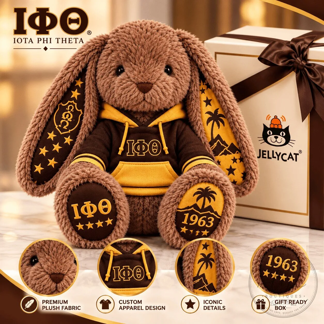 Iota Phi Theta Fraternity Plush Bunny Rabbit Stuffed Animal Toy