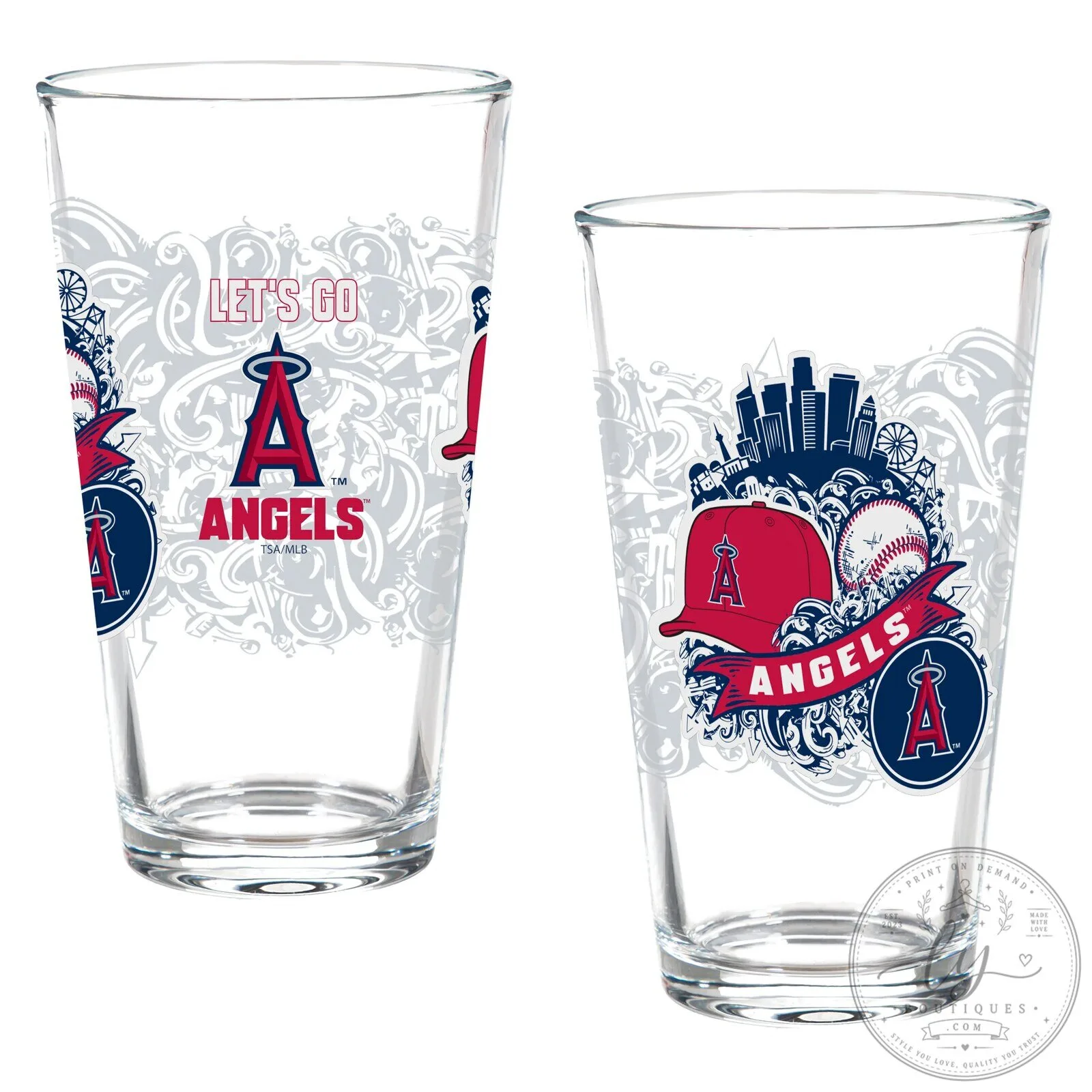 Los Angeles Angels Baseball Team Pint Glass Set 9 Los Angeles Angels Baseball Team Pint Glass Set
