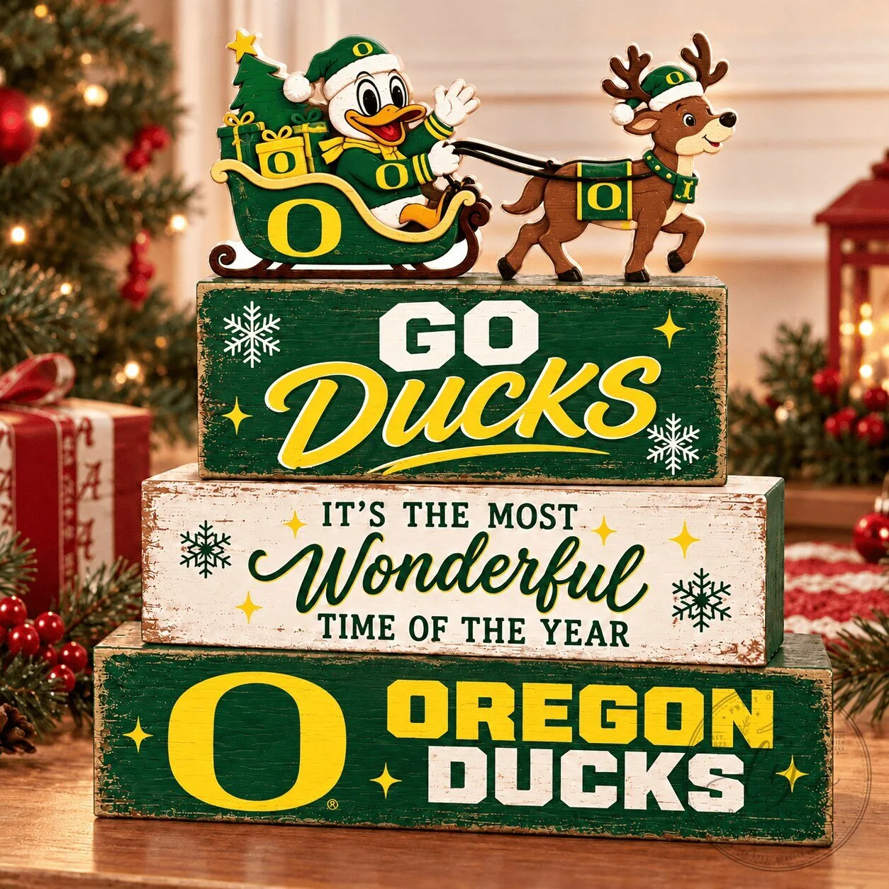 Oregon Ducks Football Christmas Tabletop Sign Holiday Decor 1 Oregon Ducks Football Christmas Tabletop Sign Holiday Decor
