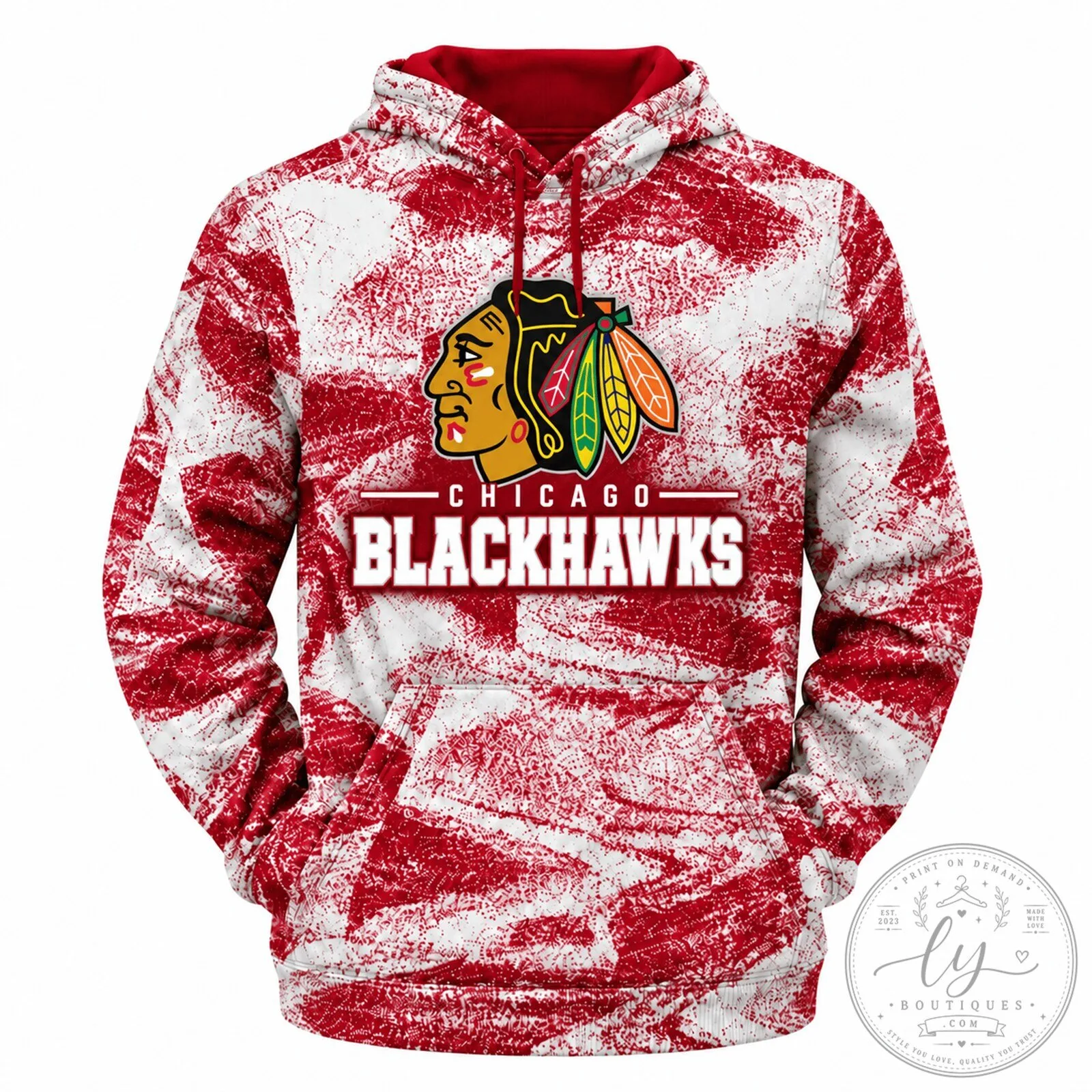 Chicago Blackhawks NHL Ice Hockey Team Fan Red and White Hoodie 3 Chicago Blackhawks NHL Ice Hockey Team Fan Red and White Hoodie