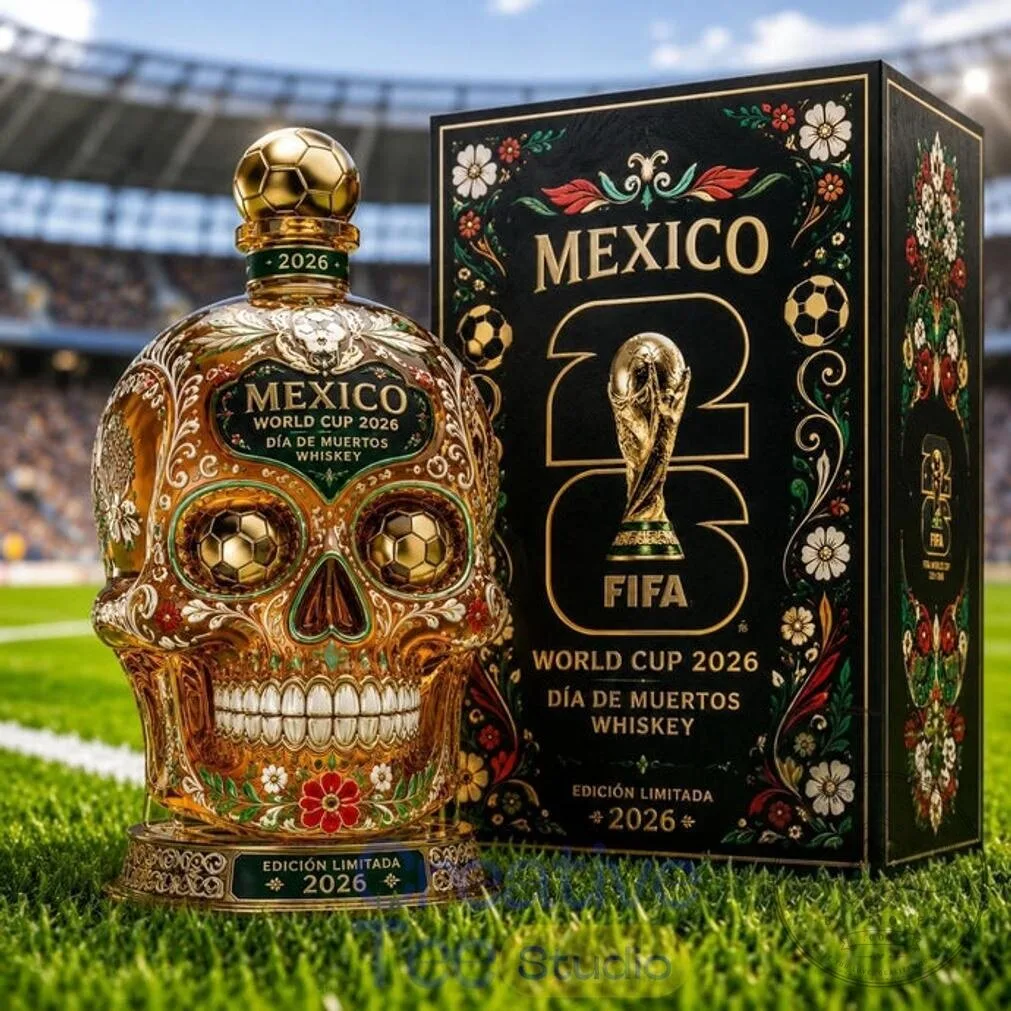 Mexico FIFA World Cup 2026 Day of the Dead Skull Whiskey Bottle 1 Mexico FIFA World Cup 2026 Day of the Dead Skull Whiskey Bottle