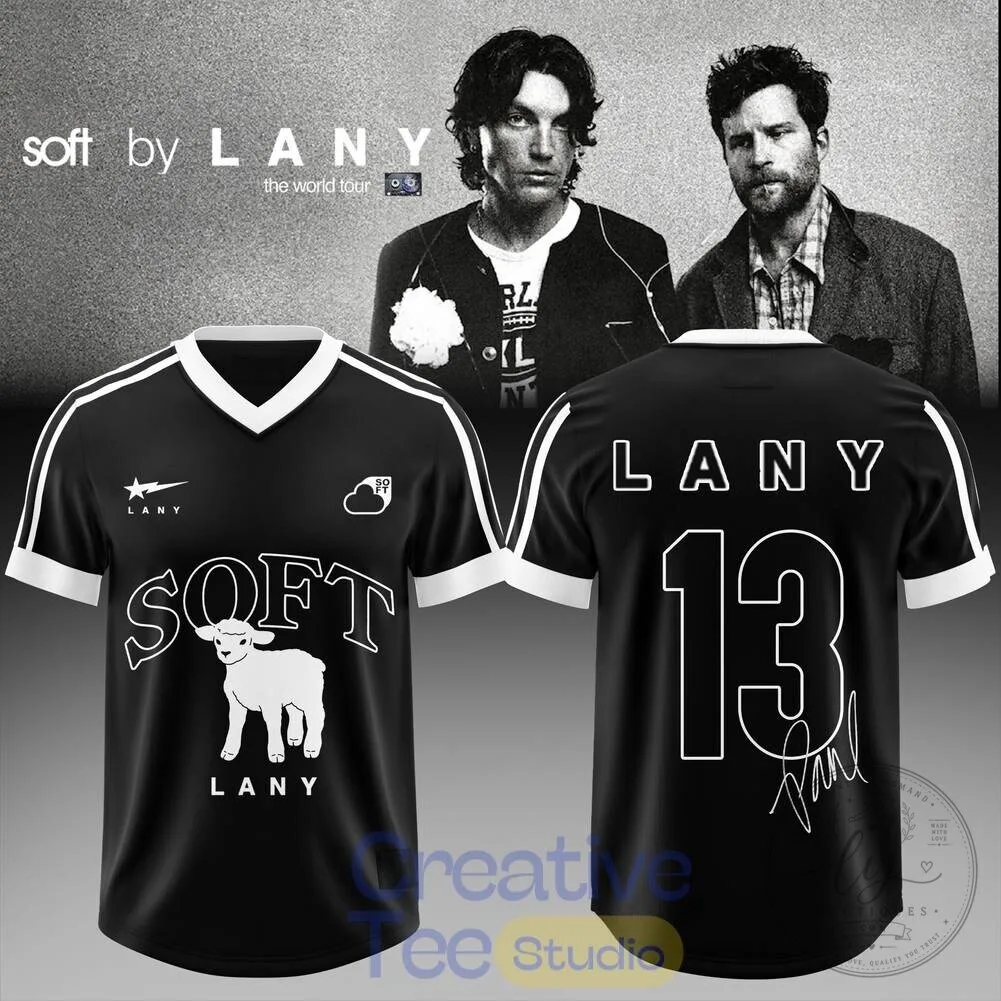 LANY Soft World Tour 2026 Black and White Football Jersey 3 LANY Soft World Tour 2026 Black and White Football Jersey
