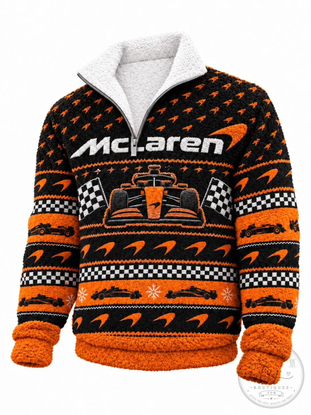 McLaren Formula 1 Racing Car Christmas Ugly Sweater Fleece Pullover