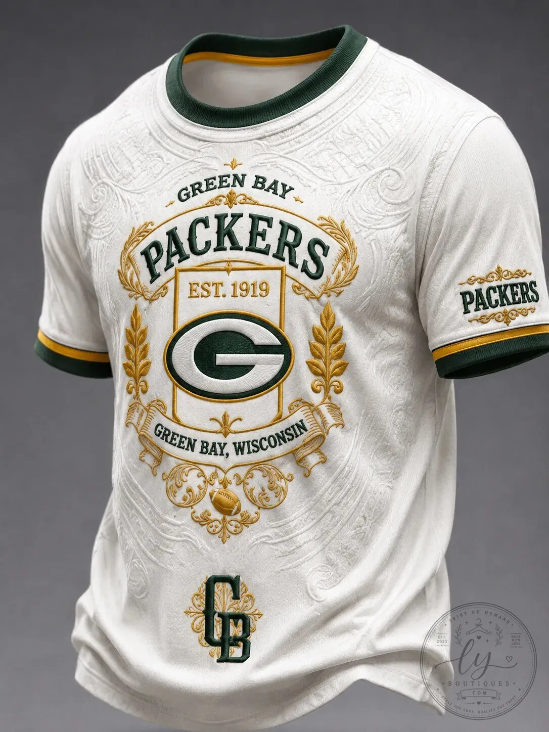 Green Bay Packers Vintage Football Team Crest White T-Shirt