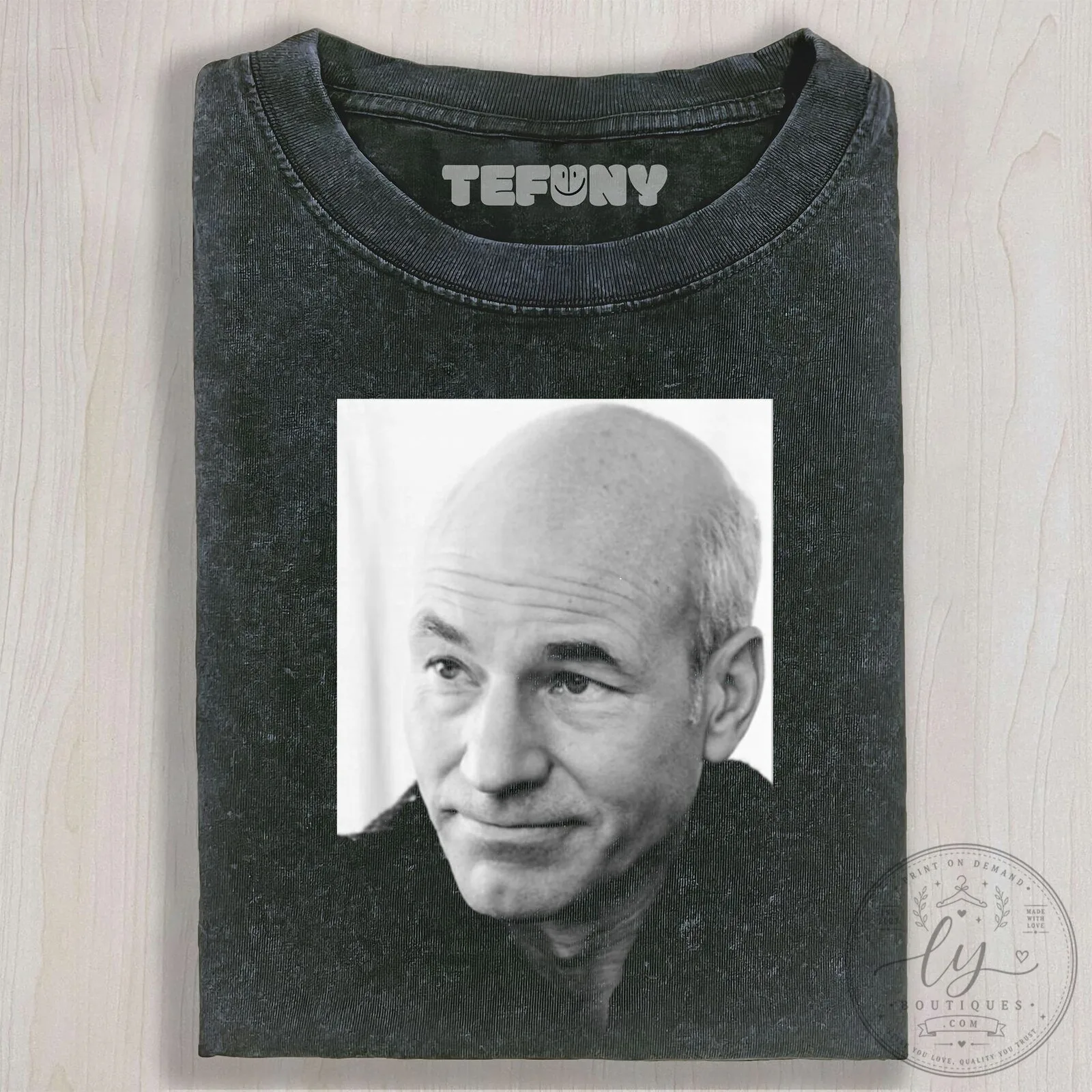 Patrick Stewart Star Trek Jean-Luc Picard Portrait Washed T-Shirt