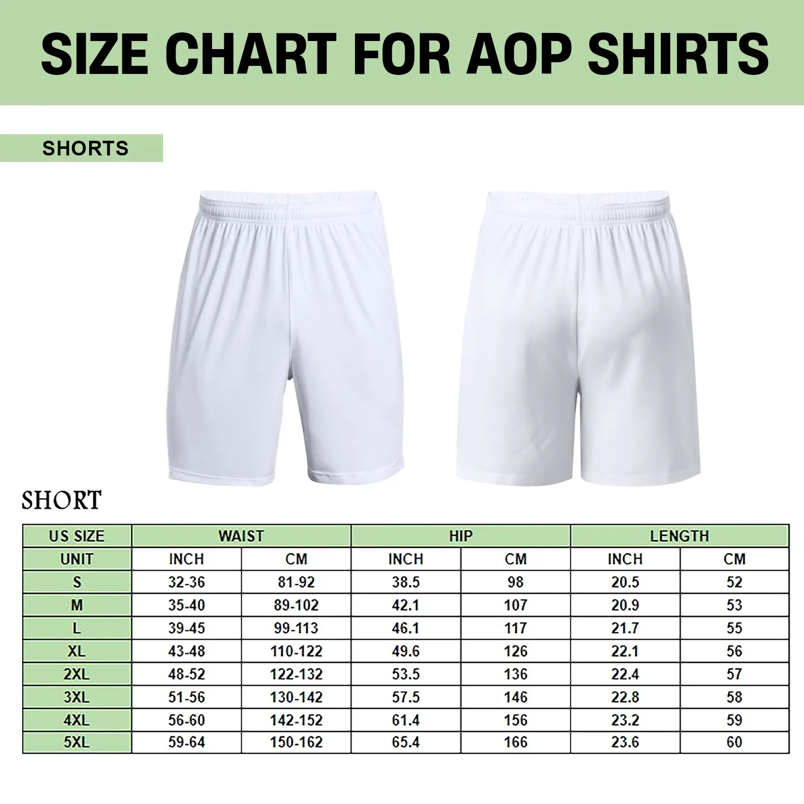 hawaii shorts size chart